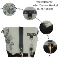 Domelo kleine Canvas Trachtentasche.Canvas Umhängetasche mit Edelweiss & Hopfenmotiv