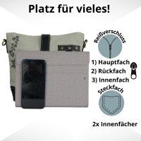 Domelo kleine Canvas Trachtentasche.Canvas Umhängetasche mit Edelweiss & Hopfenmotiv