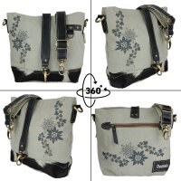 Domelo kleine Canvas Trachtentasche.Canvas Umhängetasche mit Edelweiss & Hopfenmotiv