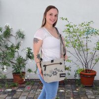 Domelo kleine Canvas Trachtentasche.Canvas Umhängetasche mit Edelweiss & Hopfenmotiv