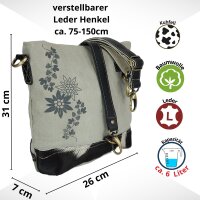 Domelo kleine Canvas Trachtentasche.Canvas Umhängetasche mit Edelweiss & Hopfenmotiv