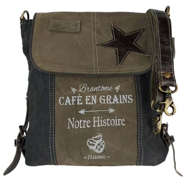 Sunsa Vintage Tasche Schultertasche Messenger Umhängetasche aus Canvas mit Leder