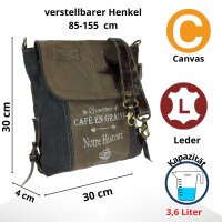 Sunsa Vintage Tasche Schultertasche Messenger Umhängetasche aus Canvas mit Leder