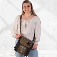 Sunsa Vintage Tasche Schultertasche Messenger Umhängetasche aus Canvas mit Leder