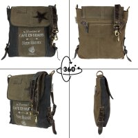 Sunsa Vintage Tasche Schultertasche Messenger Umhängetasche aus Canvas mit Leder
