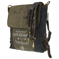 Sunsa Vintage Tasche Schultertasche Messenger Umhängetasche aus Canvas mit Leder