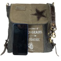 Sunsa Vintage Tasche Schultertasche Messenger Umhängetasche aus Canvas mit Leder