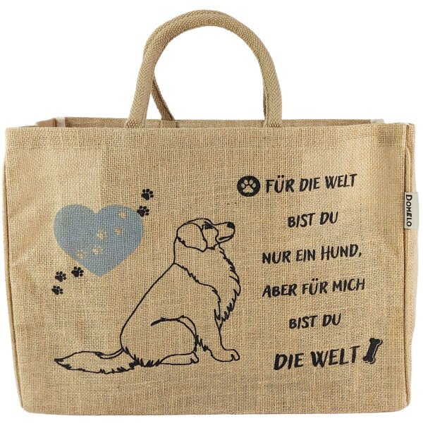 Domelo große Jute Einkaufskorb, 100 % Vegane Einkaufstasche/ Handtasche