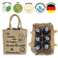 Domelo kleine Jute Einkaufstasche, Flaschenträger mit 6 Fächer. 100% Vegane Bierflaschenträge