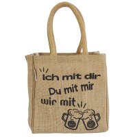 Domelo kleine Jute Einkaufstasche, Flaschenträger mit 6 Fächer. 100 % Vegane Bierflaschenträge