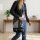 Domelo Canvas Hobo Trachtentasche mit Hirsch-Motiv. grau/schwarz