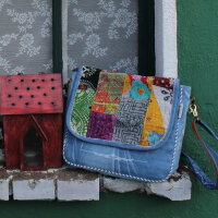 Sunsa woman canvas bag messenger jeans stonewashed shoulder bag crossbody colorful