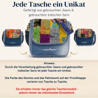 Sunsa Damen Messenger Tasche. Umhängetasche aus Upcycling Saree & Jeans