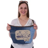 Sunsa Damen Maritim in Vintage Stil Umhängetasche. Schultertasche aus Upcycling Jeans