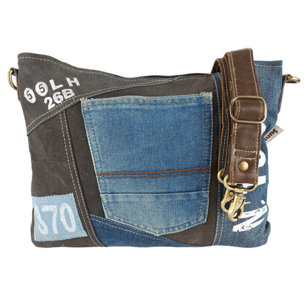 Sunsa Umhängetasche aus Jeansstoff und schwarzen Canvas. Tasche