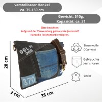 Sunsa Umhängetasche aus Jeansstoff und schwarzen Canvas. Tasche
