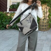 Sunsa small Canvas Bag stonewashed Shoulder Crossbody bag grey