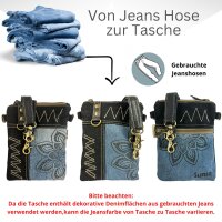 Sunsa kleine Umhängetasche aus Upcycling Jeans & schwarzes Canvas