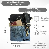 Sunsa kleine Umhängetasche aus Upcycling Jeans & schwarzes Canvas