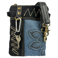 Sunsa kleine Umhängetasche aus Upcycling Jeans & schwarzes Canvas