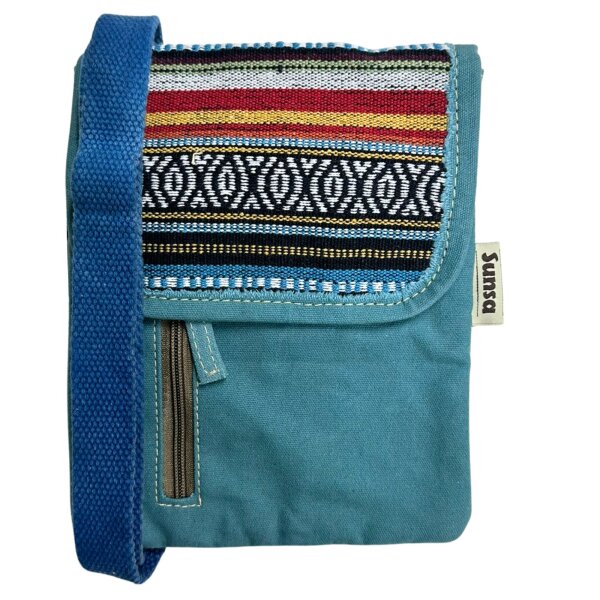 Sunsa Damen Handy Tasche, kleine Umhängetasche aus Canvas & gewebte Baumwolle. Vegane Crossover bag mit Streifen