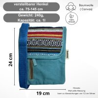Sunsa Damen Handy Tasche, kleine Umhängetasche aus Canvas & gewebte Baumwolle. Vegane Crossover bag mit Streifen