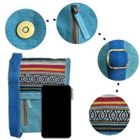 Sunsa Damen Handy Tasche, kleine Umhängetasche aus Canvas & gewebte Baumwolle. Vegane Crossover bag mit Streifen