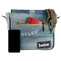 Sunsa Jeans Messengertasche, Upcycling Jeans Umhängetasche
