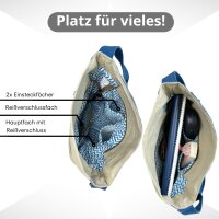 Sunsa Umhängetasche. Crossover Tasche aus recycelte Jeans Canvas & Leder. Große Schultertasche mit Berlin Design