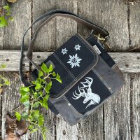 Domelo Messenger Tasche aus Canvas und Leder. Crossover mit Hirsch Motiv