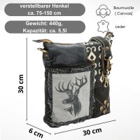 Domelo Trachtentasche. Canvas Umhängetasche mit Hirschmotiv