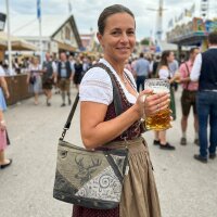 Domelo Trachtentasche. Große Canvas Umhängetasche mit Hirschmotiv