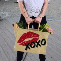 Domelo große Jute Einkaufskorb, 100% Vegane Einkaufstasche/ Handtasche