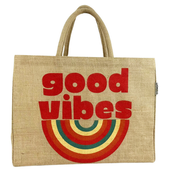 Domelo große Jute Einkaufskorb, 100% Vegane Einkaufstasche/ Handtasche