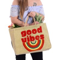 Domelo große Jute Einkaufskorb, 100% Vegane Einkaufstasche/ Handtasche
