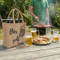 Domelo kleine Jute Einkaufstasche, Flaschenträger mit 6 Fächer. 100% Vegane Bierflaschenträge