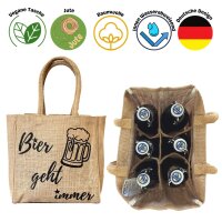 Domelo kleine Jute Einkaufstasche, Flaschenträger mit 6 Fächer. 100% Vegane Bierflaschenträge