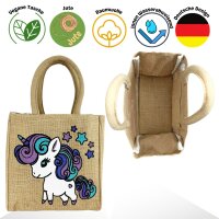 Domelo Mädchentasche, Jute Handtasche für Mädchen, kleine Kindertasche, Sommer Mädchen Einhorntasche, Mädchenbadetasche mit Einhorn Motiv.