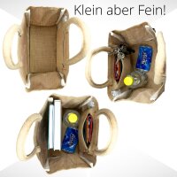 Domelo Jute Trachten Einkaufskorb, 100% Vegane Einkaufstasche. Kleine Damen Handtasche