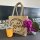 Domelo Jute Einkaufskorb, Vegane Einkaufstasche. Kleine Damen Handtasche, Kaffee Motiv