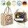 Domelo Jute Einkaufskorb, Vegane Einkaufstasche. Kleine Damen Handtasche, Kaffee Motiv