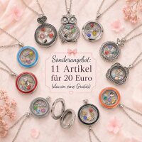 Set aus 11 Halsketten mit Glasmedaillon und Füllung...
