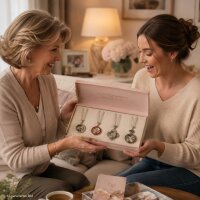 Set aus 11 Halsketten mit Glasmedaillon und Füllung von 7 Charms-Mix