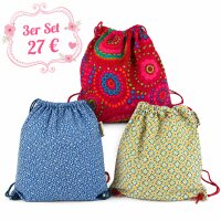 Zugbeutel für Kinder, Turnbeutel für Mädchen, klein Kinderrucksack aus Baumwolle